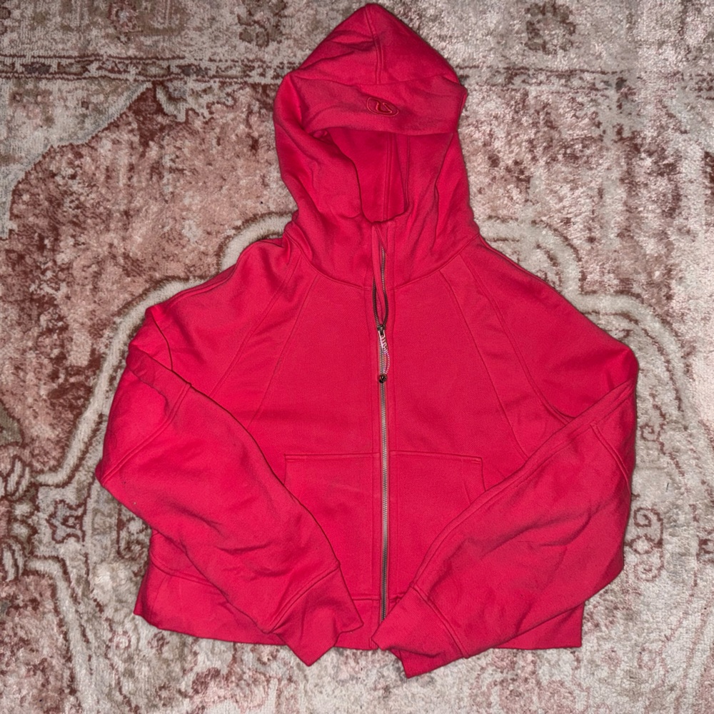 Pink Lululemon hooded full zip scuba